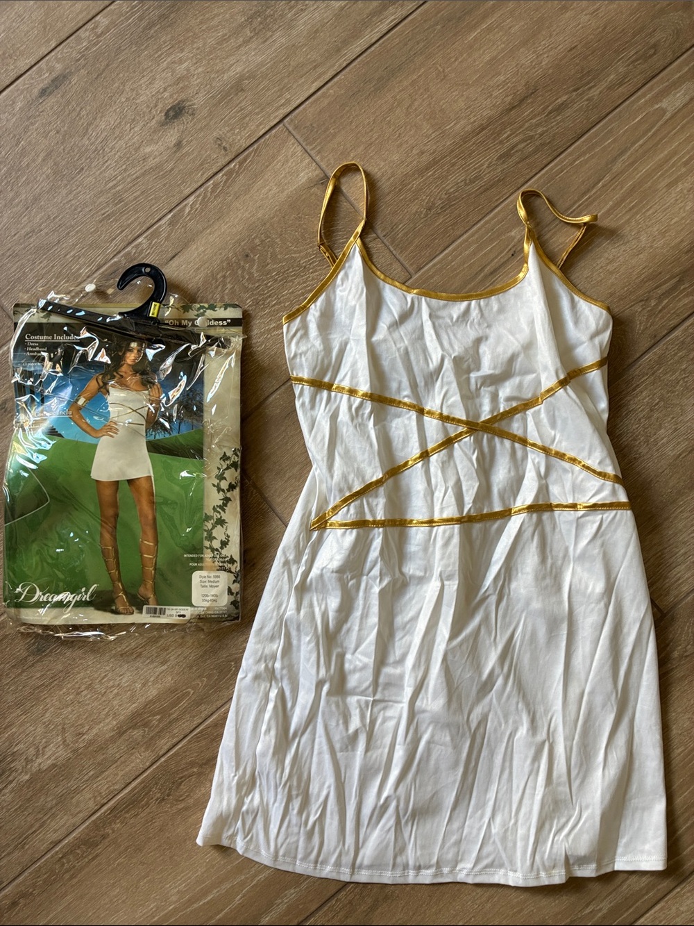 Costume -Dreamgirl White Chemise with Gold Trim Accents